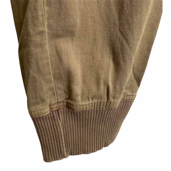 Monrow Women Jogger Pants Tan Flat Front Mid-Rise Drawstring Cozy Soft Cargo 30 - Picture 3 of 7
